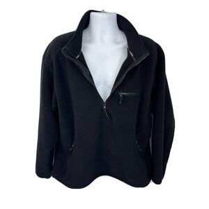 L.L. Bean Black Fleece Jacket Mens XL 1/2 Zip Pullover Hiking Outdoor Vtg